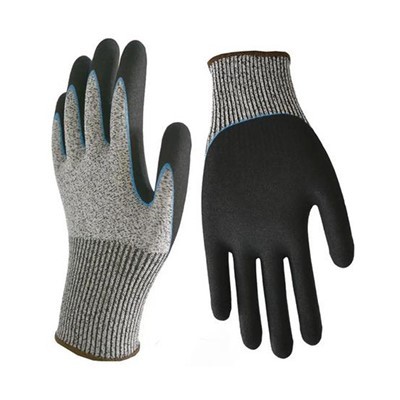 Dobbel dyppet nitrilbelagte kuttbestandige hansker